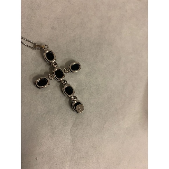 Vintage Genuine Onyx and Sterling Silver Cross, Cross Necklace - Picture 7 of 8